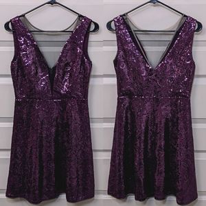 BCBGMAXAZRIA Selina Sequin Purple Party Dress - Size 4